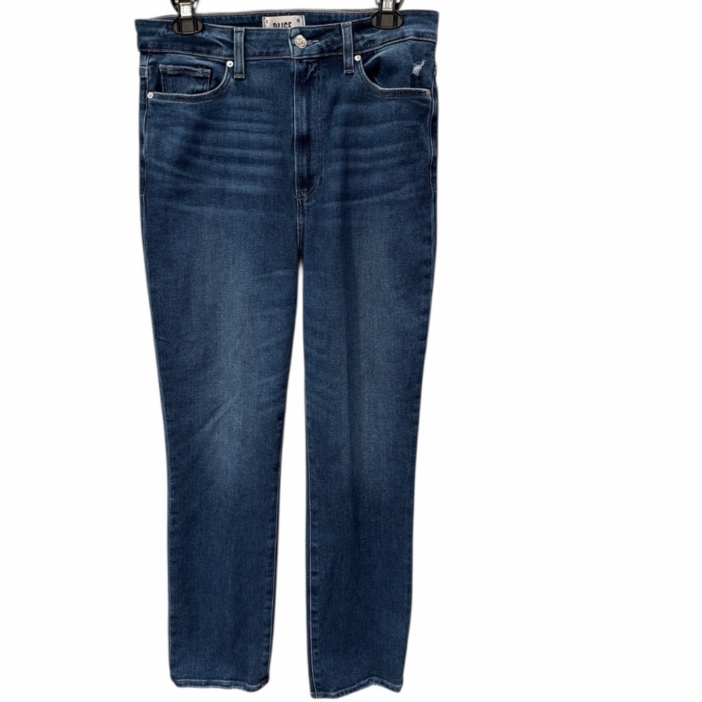 PAIGE Ultra High Rise Straight Jeans Stargazed Distressed Sz 30 |Vintage Stretch - Picture 2 of 8